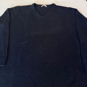 Woolovers Navy Blue V-Neck  Sweater XL 100% Certified Wool